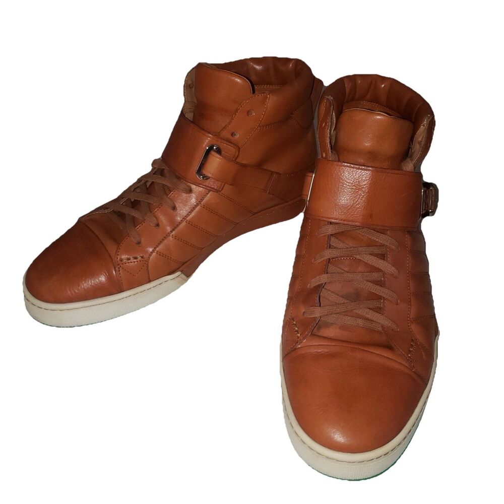 Ralph Lauren Made In Italy Purple Label Men 11D High Top Leather Sneakers Boots